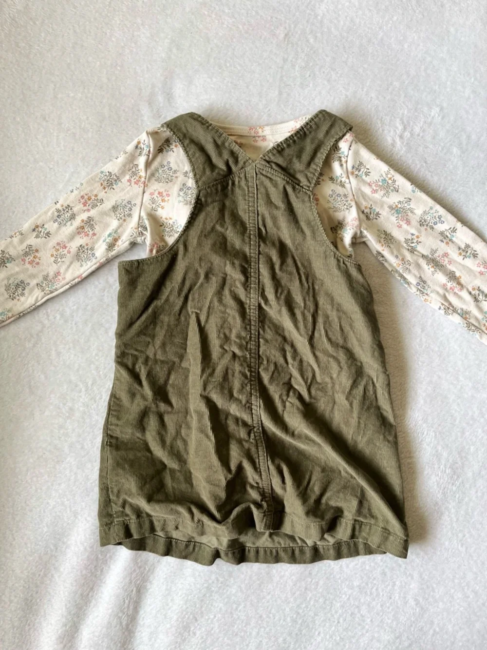 Carter's Olive Green Corduroy Kids Overall Dress Set